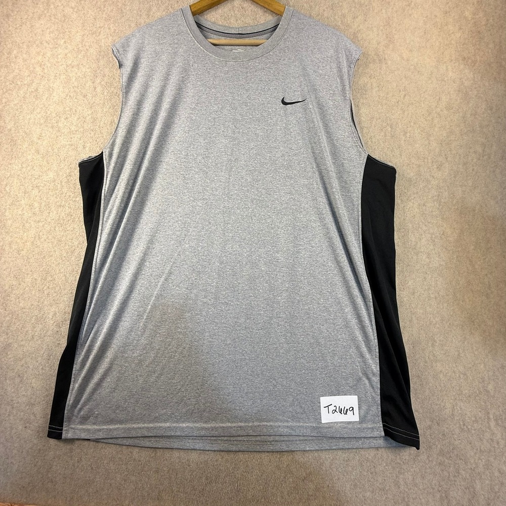 Nike Fit Dry Sleeveless Shirt Mens XXL Gray Black Performance Tank Top